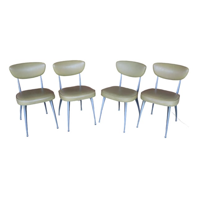 Four MCM Shelby Williams Antelope Chairs With Mustard Yellow Vinyl For Sale