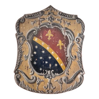 19th Century Italian Heraldic Wood Shield For Sale