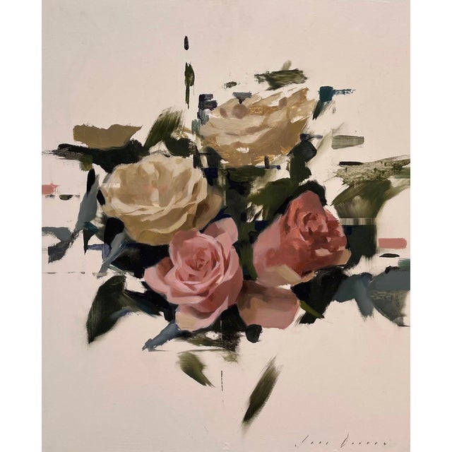 Early 21st Century Recomposed No. 1 by Jon Doran | Oil on panel Painting of abstract roses on a light background For Sale - Image 5 of 5