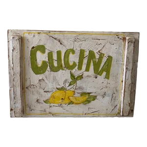 Vintage Shabby Chic Farmhouse Hand Painted Wood Cucina Kitchen Sign