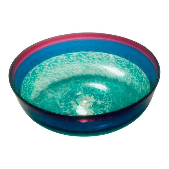 David Leppla Hand-Blown Centerpiece Bowl - Studio Art Glass - DKL Studio 1990s For Sale