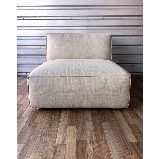 Textile Restoration Hardware Como Modular Armless Chair- Two Tone Linen For Sale - Image 7 of 9