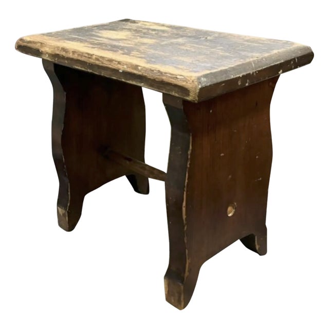Primitive American Wood Stool, Bench For Sale
