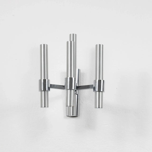 Chromed Metal Wall Lamps, 1970s, Set of 2 For Sale - Image 4 of 12