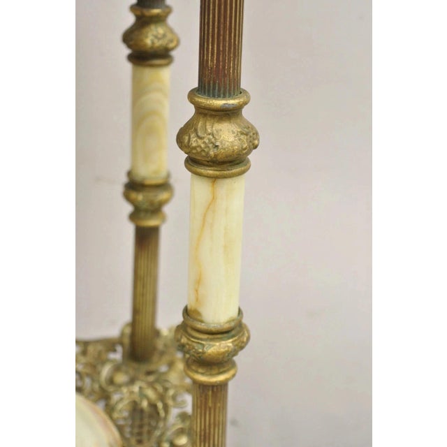 Antique French Victorian Bronze 2 Tier Onyx Stone Plant Stand Accent Side Table For Sale - Image 14 of 15