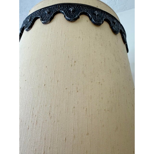 Late 20th Century Vintage Monumental Carved Wood Table Lamp With Original Drum Shade For Sale - Image 5 of 7