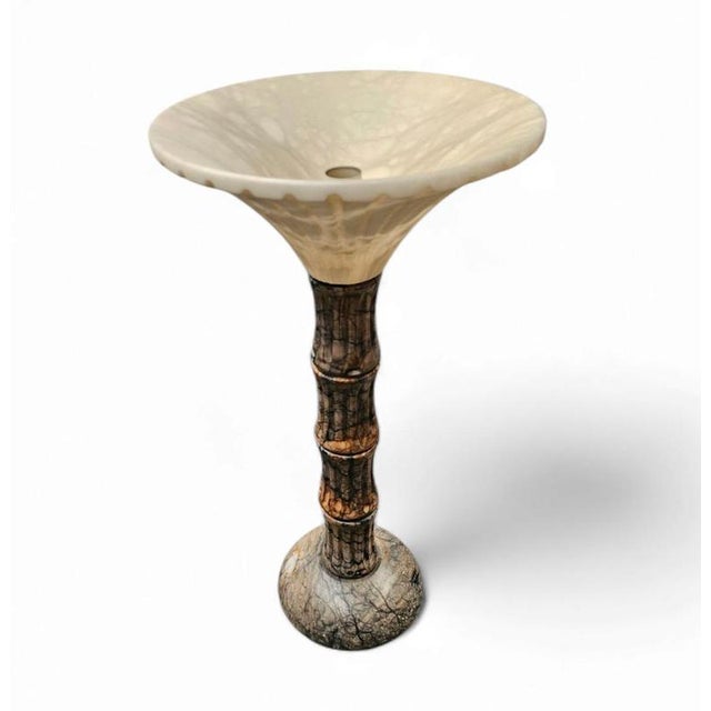 Pegasan - Alabaster - natural stone - table lamp - chalice lamp - Hollywood Regency style - Spain - 70's Height 50 Depth...