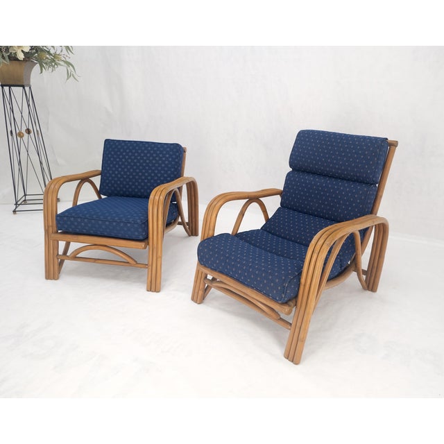 Pair of His & Hers Rattan Bamboo Mid Century Modern Lounge Chairs Ottoman MINT! For Sale - Image 11 of 11