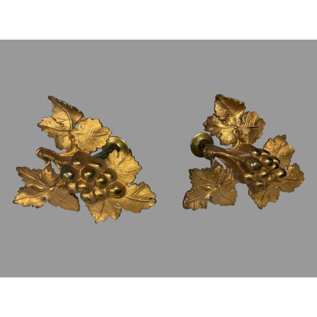 Set of 4 Matching Antique Victorian Gilt Metal Grape & Leaf Curtain Tiebacks In very nice original condition showing some...