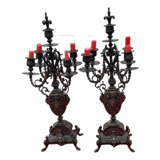 19th Century Bronze Candelabra, Set of 2 For Sale