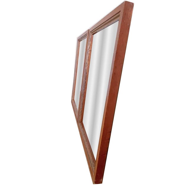 Rustic Pair of Mirror With Handmade Frame of Reclaimed Wood For Sale - Image 3 of 4