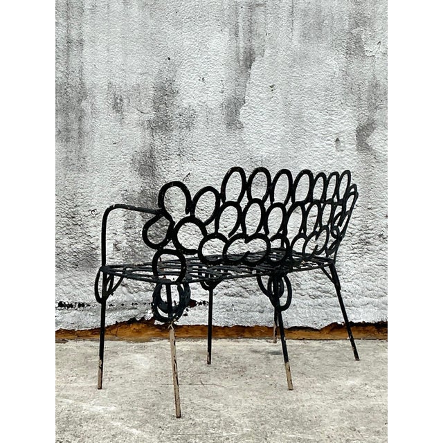 Vintage Boho Hand Forged Horseshoe Bench For Sale - Image 12 of 12