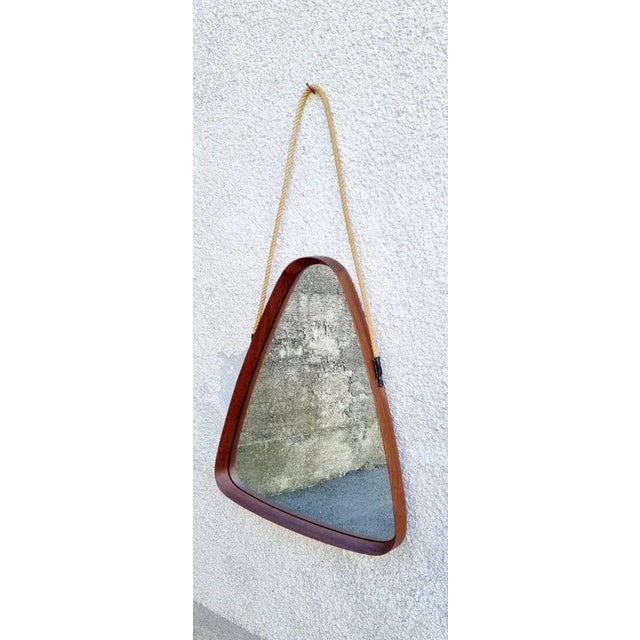 Modern Triangular Teak Mirror by Franco Campo and Carlo Graffi, Italy, 1950s For Sale - Image 6 of 10