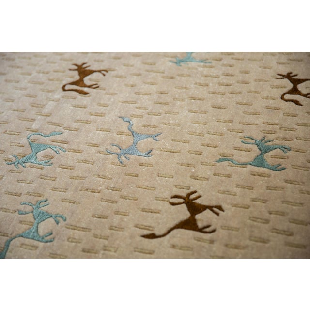 Beige New Indian Folk Art Design Rug - 6' X 9' For Sale - Image 8 of 14
