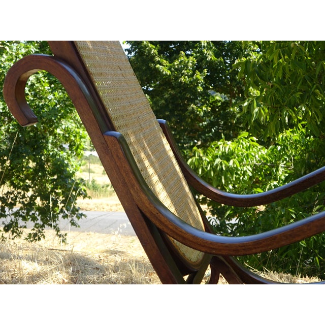 Vintage Rocking Chair in Wood and Rattan, 1980s For Sale - Image 3 of 18