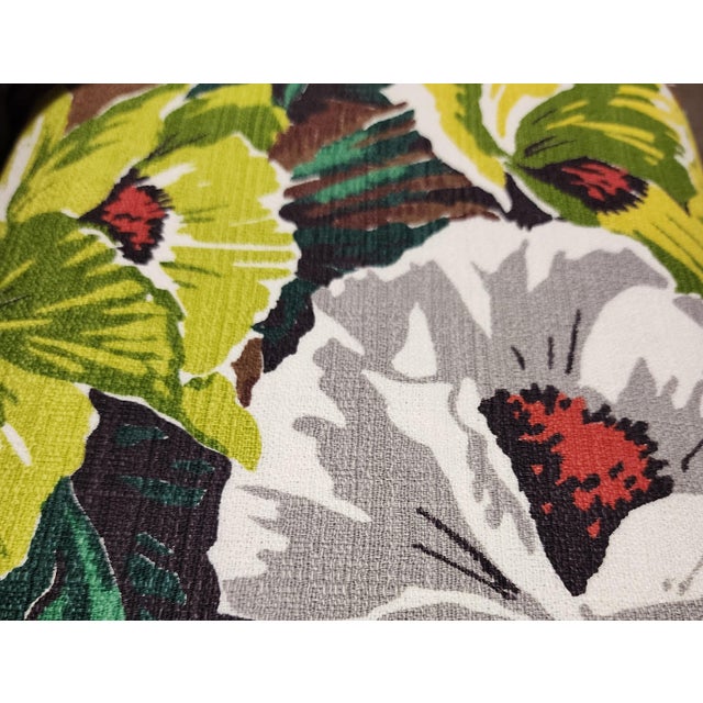 Textile Rare 18 Yards Uncut Vintage 1940's Mid-Century Floral Barkcloth For Sale - Image 7 of 15