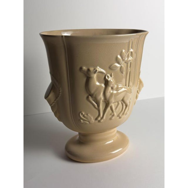 Art Deco Ceramic Pedestal Vase with Gazelle Relief from Beswick, England, 1930s For Sale - Image 4 of 10