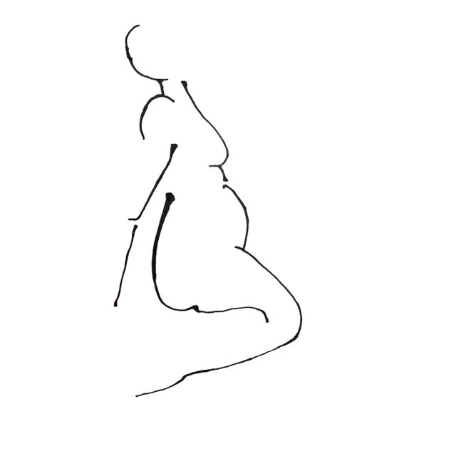 "French Nude" Modernist Style Figurative Ink Drawing by Martha Holden For Sale