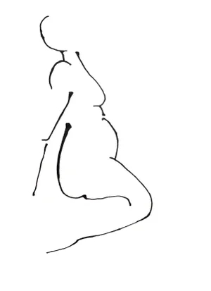 "French Nude" Modernist Style Figurative Ink Drawing by Martha Holden