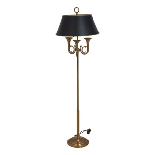 1980s Wildwood Brass Trumpet Arm Floor Lamp For Sale