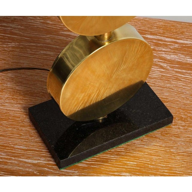 Metal Sculptural Mid-Century Modern Brass Disc Lamps - a Pair For Sale - Image 7 of 10