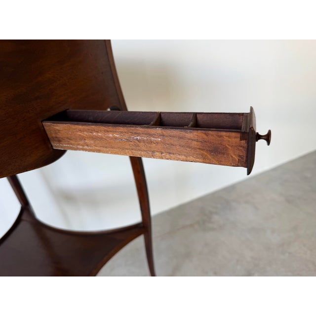 Brown Antique French Louis XV Style Wood Lamp Table or Nightstand With Keyed Drawer For Sale - Image 8 of 12