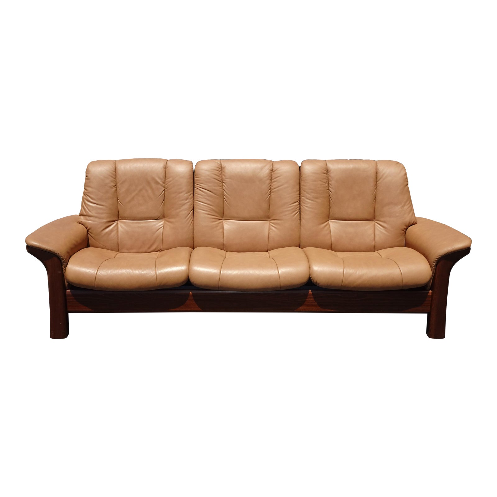 Ekornes Stressless Buckingham Leather Sofa Danish Modern Low Back Reclining Chairish