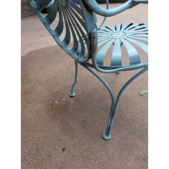 Blue 1930s Francois Carre Sunburst Chairs With Bench For Sale - Image 8 of 12