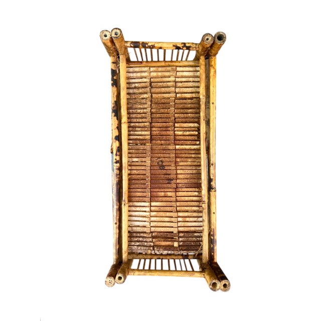 Mid 20th Century Early-Mid 20th Century Palm Beach Modern Tortoise Shell Burnt and Split Bamboo Table Shelf or Etegere For Sale - Image 5 of 6