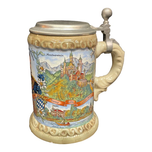 A Vintage German Beer Stein Commemorating King Ludwig II of Bavaria For Sale