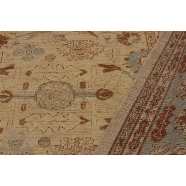 Shabby Chic 1990s Boho Chic Sun-Faded Beige/Lt. Blue Wool Rug -9'1 X 11'3 For Sale - Image 3 of 8