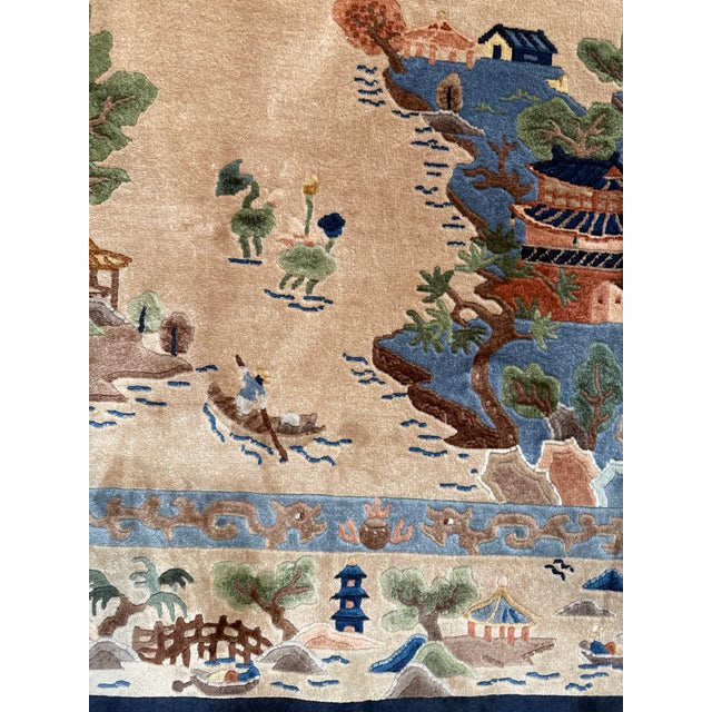 Art Deco Mid-20th Century Chinese Art Deco Wool and Silk Rug 4'0" X 6'0" For Sale - Image 3 of 12