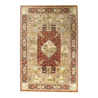 Pasargad DC Multi Color Fine Hand Knotted Pure Silk Sino Tabriz Rug For Sale