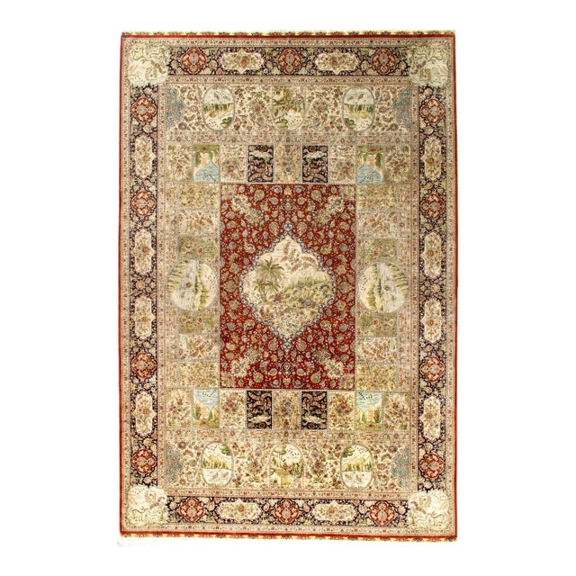 Pasargad DC Multi Color Fine Hand Knotted Pure Silk Sino Tabriz Rug For Sale