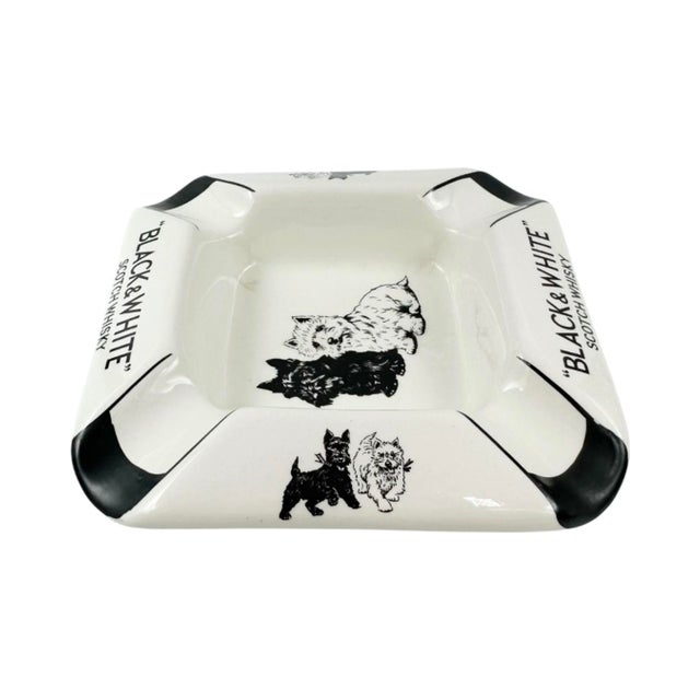 White Vintage Black & White Scotch Whiskey Scottie & Westie Dogs Ashtray For Sale - Image 8 of 10