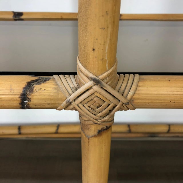 Bamboo Rattan & Smoked Glass Console Bookcase, Italy, 1960s For Sale - Image 9 of 13