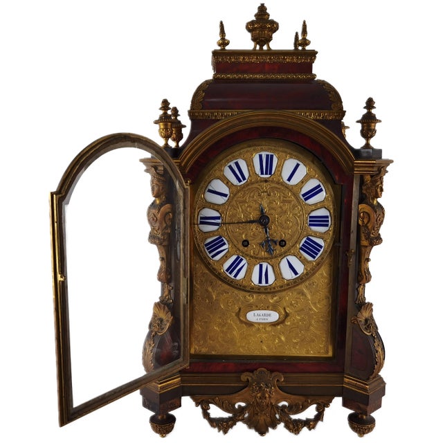 Rococo Antique Pendulum Clock in Bronze and Wood from Lagarde, Paris, 1860s For Sale - Image 3 of 18