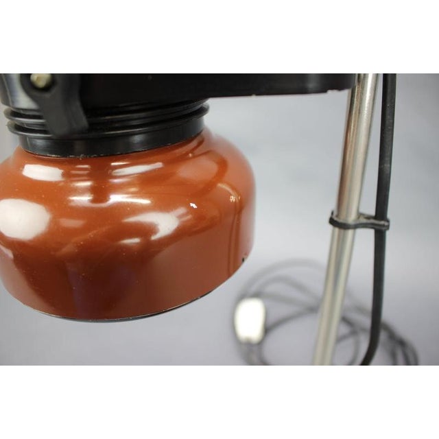 Metal Space Age Hungarian Table Lamp in Brown Enamel, 1970s For Sale - Image 7 of 10