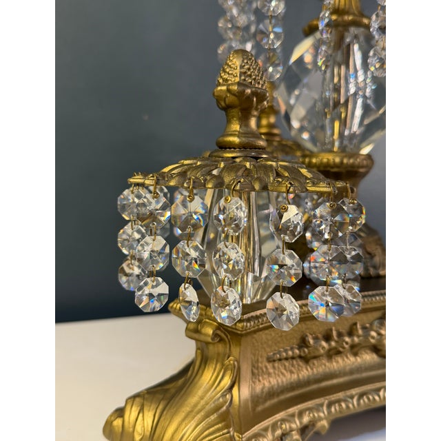1968 Loevsky & Loevsky Hollywood Regency Vintage Crystal Table Lamps With New Shades — A Pair For Sale - Image 17 of 18