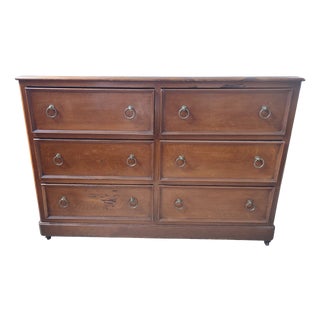 Antique Larch Wood Haberdashery Counter with Wheels and Six Drawers, 1890 For Sale