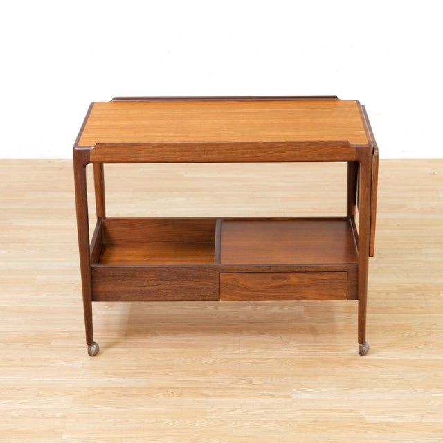 1960s Mid Century Folding Teak Bar Cart by Kofod Larsen For Sale - Image 5 of 10