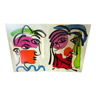 1960s Peter Keil Pair of Early Cubist Paintings For Sale