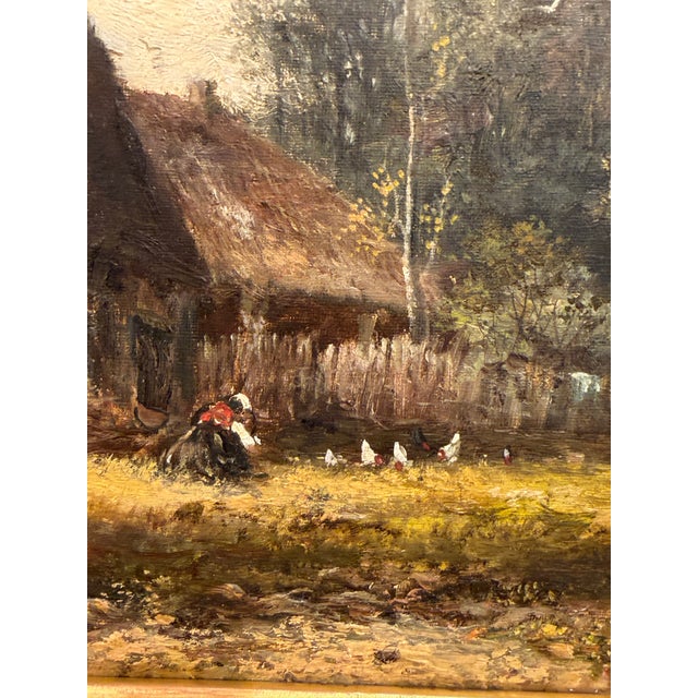 Brown Late 19th Century Oil on Canvas 'Cottage by the Riverbank' For Sale - Image 8 of 11