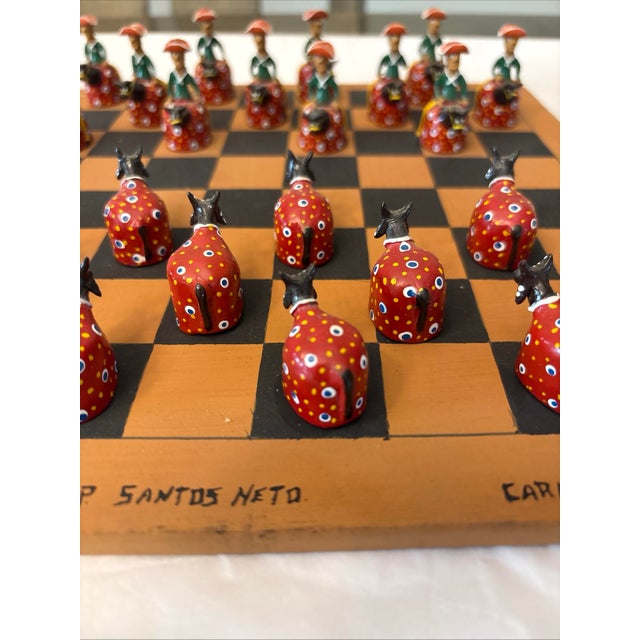 1950s Vintage Brazilian Handmade Checkers Set Made by Vitalino Neto For Sale - Image 5 of 12
