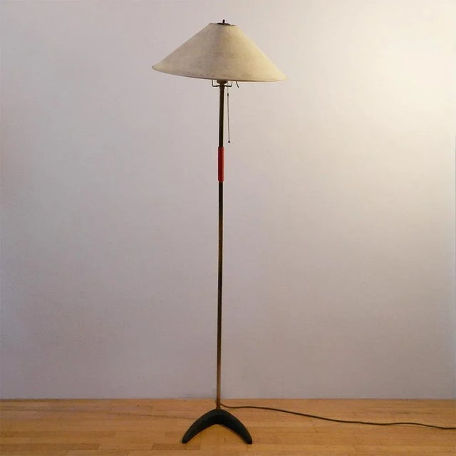 Mid-Century Modern Brass and Cast Iron Floor Lamp by J.T. Kalmar for Kalmar, 1950s For Sale - Image 3 of 10