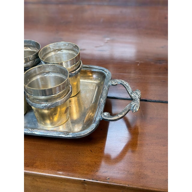 Silverplate Cordial Set + Serving Tray, Vintage For Sale - Image 10 of 12