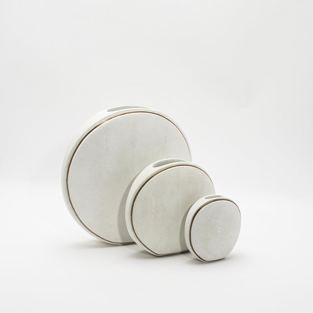 Metal Shagreen Vase With Brass Details by R&y Augousti For Sale - Image 7 of 9