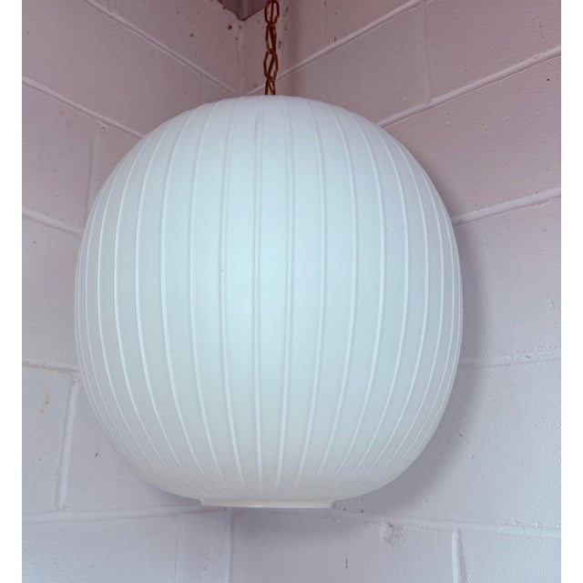 Vintage Mid-Century Modern Bologna Pendant Lamp Aloys F Gangkofner Sphere Opaline Glass 1954 For Sale - Image 4 of 14