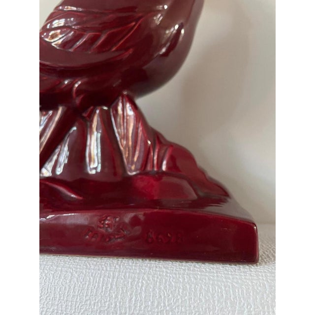 Maroon Vintage Art Deco Ceramic Pheasant from Saint Clement, 1930s For Sale - Image 8 of 15