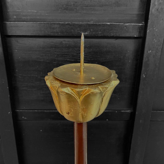 Early 20th Century Japanese Meiji Buddhist Candlesticks, 1910s, Set of 2 For Sale - Image 5 of 11